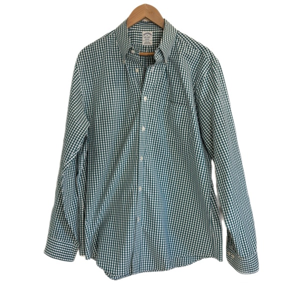 Brooks Brothers Other - Brooks Brothers green & white check long sleeve button up top